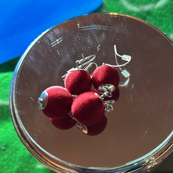 Thread Wrapped red Drop Earrings - Picture 5 of 5